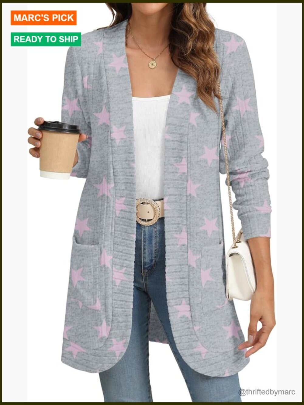 Women Long Sleeve Open Front Cardigan Lightweight Knit with Pockets